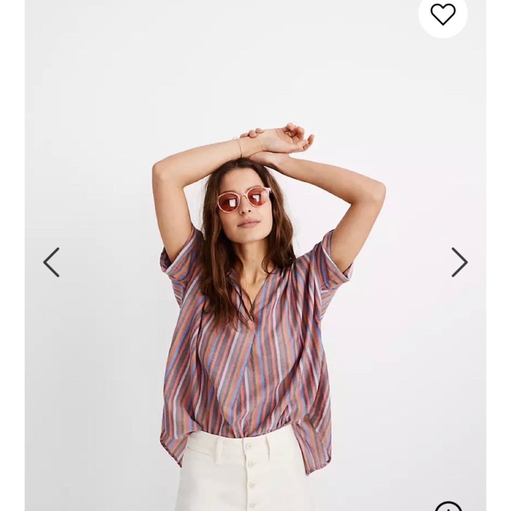 Madewell Button Back Courier shirt- rainbow stripe